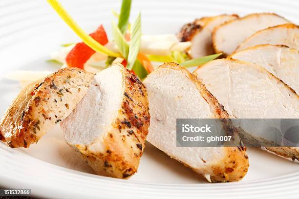 Slices Of Roasted Meat Stock Photo - Download Image Now - Chicken Breast, Slice of Food, Studio Shot