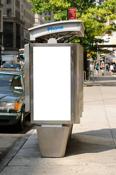 Telephone booth billboard in New York City