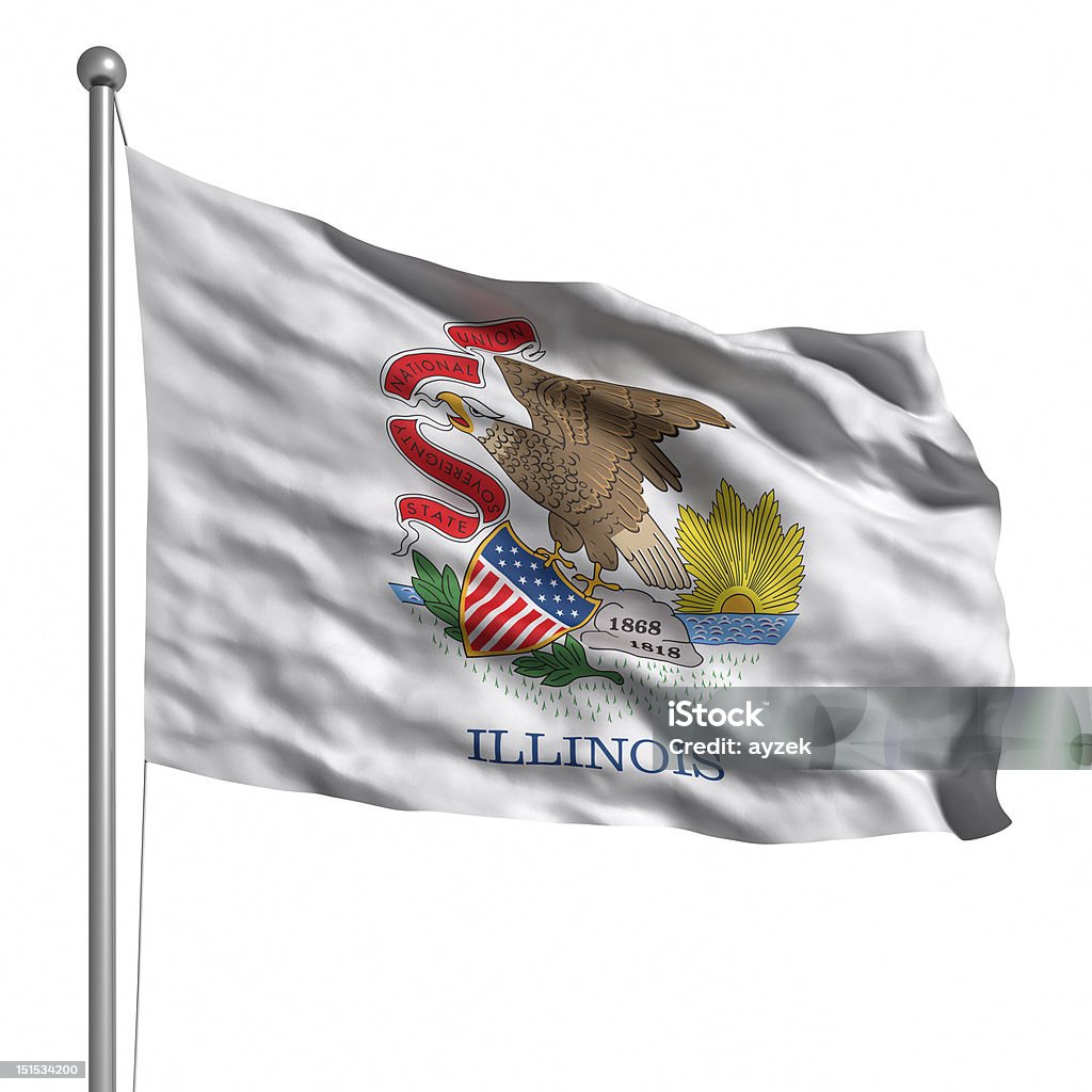 Flag of Illinois (isolated) Flag of Illinois. Rendered with fabric texture (visible at 100%). Clipping path included. Illinois Stock Photo