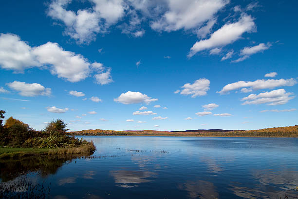 Clouds, sky & Lake in Autumn stock photo