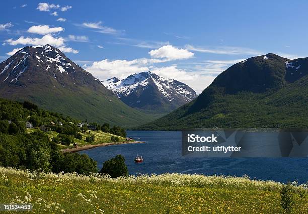 Foto de Nice Mountaine E Vista Para O Mar Da Noruega e mais fotos de stock de Noruega - Noruega, Azul, Bosque - Floresta