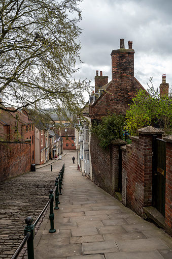 Steep street in Lincoln UK