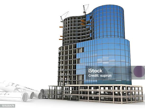 Scale Model Of A Skyscraper With Cloud Reflection Stock Photo - Download Image Now - Building - Activity, Construction Industry, Digitally Generated Image