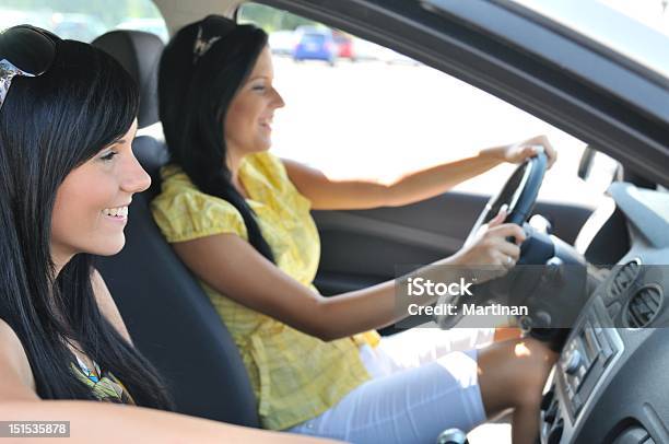 Two Friends Driving In Car Stock Photo - Download Image Now - Car, Adult, Beautiful People
