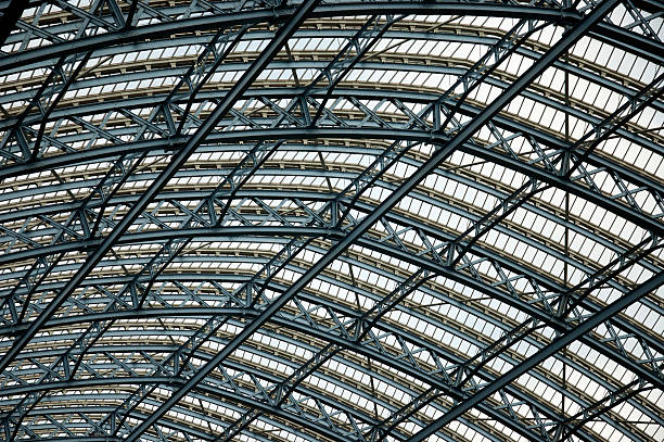 Roofing of Train Railroad Station stock photo