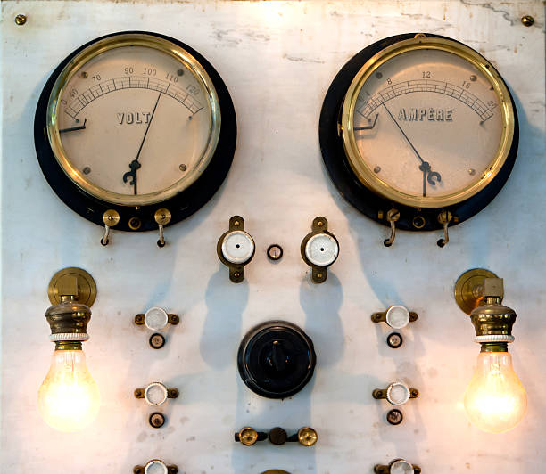 istock Vintage Control Panel, Volt and Ampere Gauges 151536533