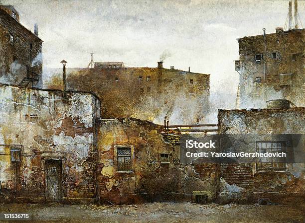 Old Factory Stock Illustration - Download Image Now - Acrylic Painting, Architecture, Brick