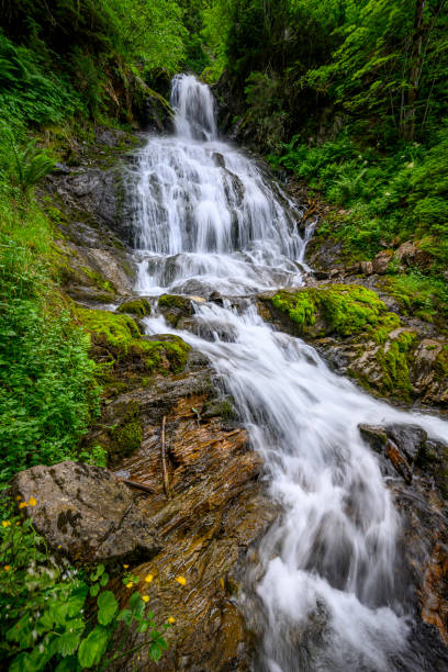 Beautiful waterfall in the mountains Beautiful waterfall in the mountains of the Alps. Silbertal, Montafon, Vorarlberg silbertal stock pictures, royalty-free photos & images