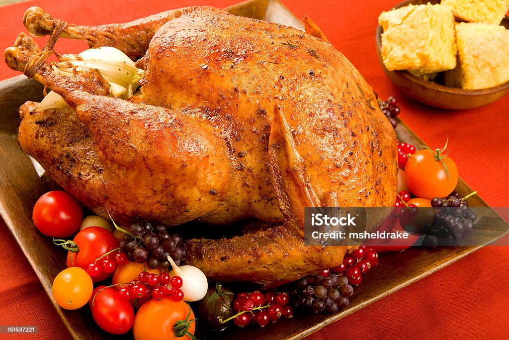 Holiday Turkey Roast Turkey stuffed with flavorful vegetables. American Culture Stock Photo