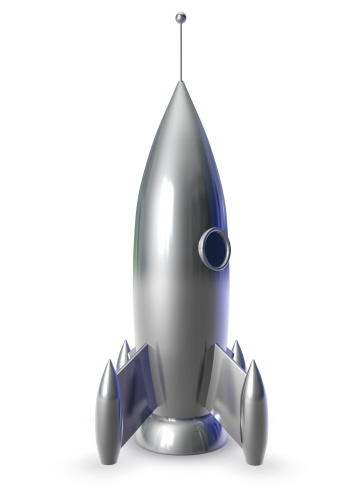 3D rendering of a Rocket isolated on white background