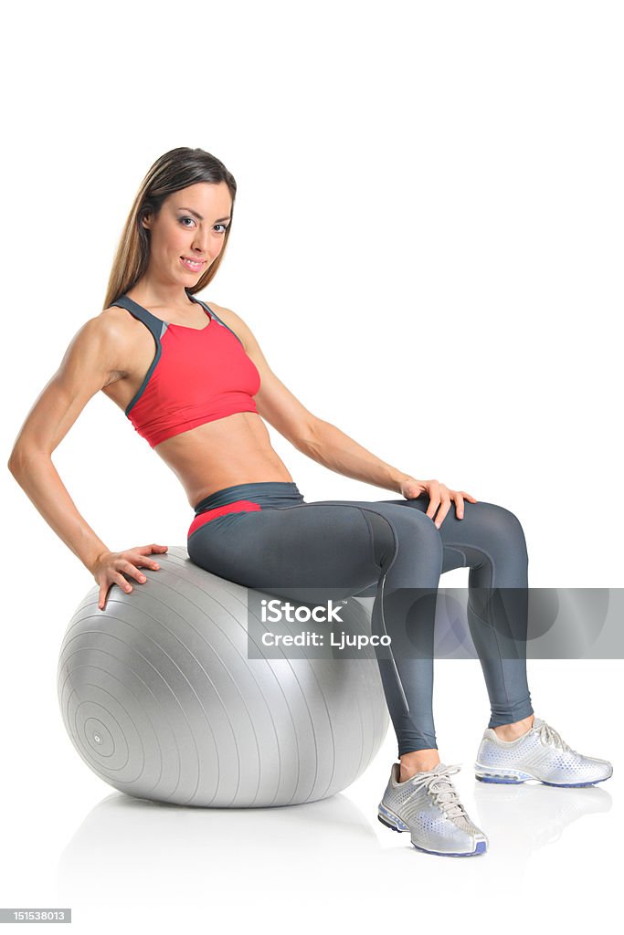 Lehrer zeigen Pilates Übungen mit einem ball - Lizenzfrei Abnehmen Stock-Foto