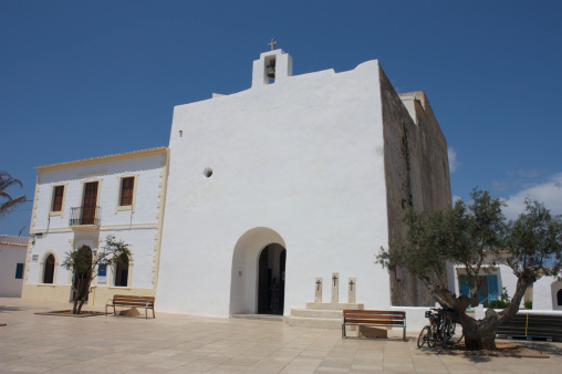 Old church in Formentera, it is located in the main town of San Francisco Javier.