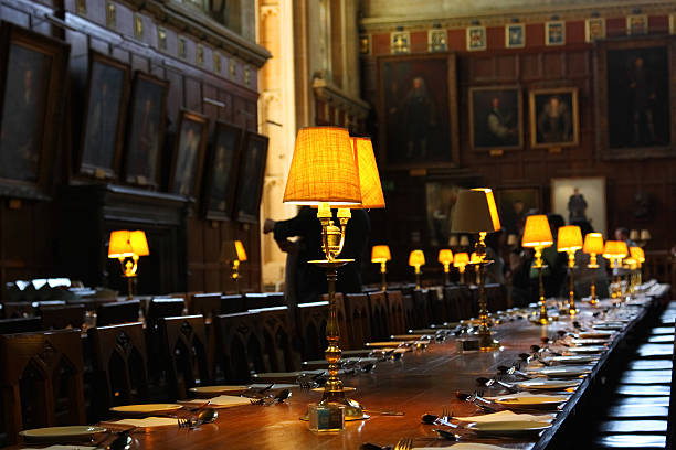 Christ Church College, Dining Room (Harry Potter) The grand dining room at Christ Church College Oxford. This is also the dining room of the famous Hogwarts School of Witchcraft and Wizardry in Harry Potter Movies. oxford university photos stock pictures, royalty-free photos & images