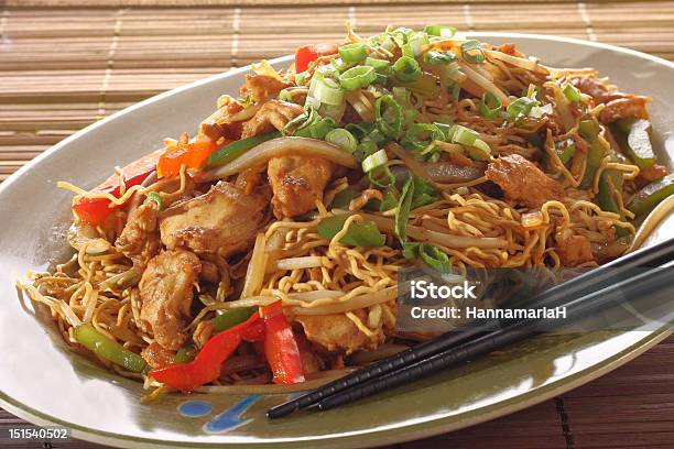 Chicken Chow Mein Stock Photo - Download Image Now - Chopsticks, Chow Mein, Bell Pepper