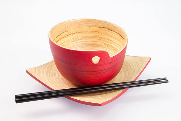 Asian Bowl & Plate in Red stock photo