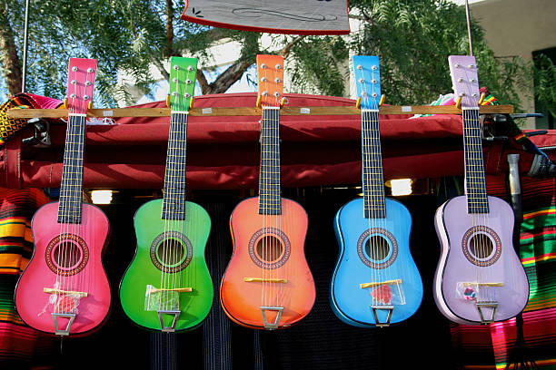 istock Five colorful guitars in a row 151541528