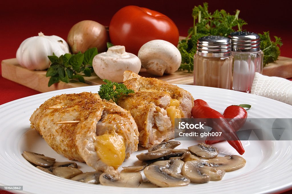 Stuffed posta porks com Queijo - Royalty-free Bife Foto de stock