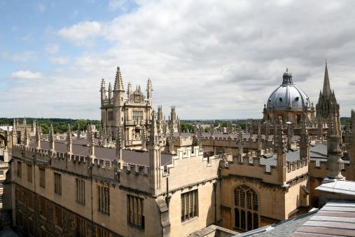 View of the rooftops of the Bodleian Library and surrounding area.