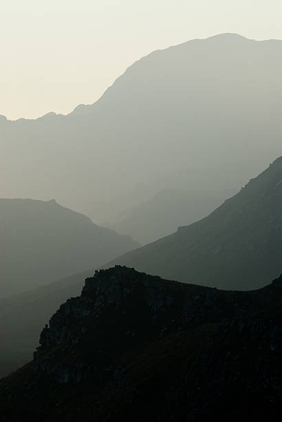 mountain silhouettes stock photo