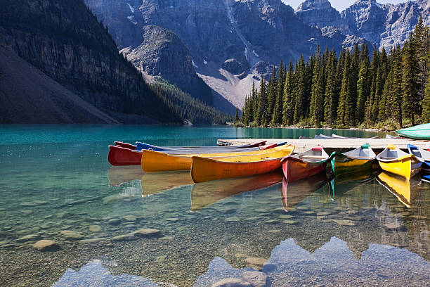 istock Canoes on Moraine Lake 151544878