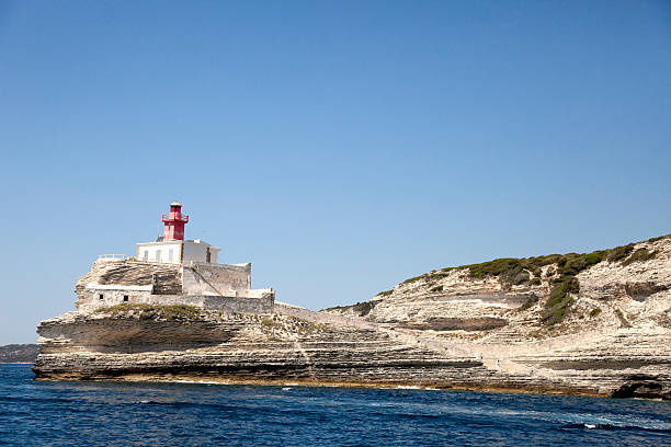 The lighthouse on the rock in Bonifacio Corsica.