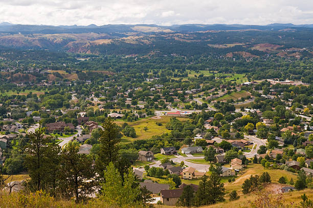 Suburbs Looking down on the western suburbs of Rapid City, South Dakota south dakota stock pictures, royalty-free photos & images