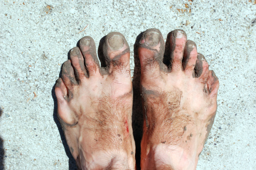 Dirty muddy feet