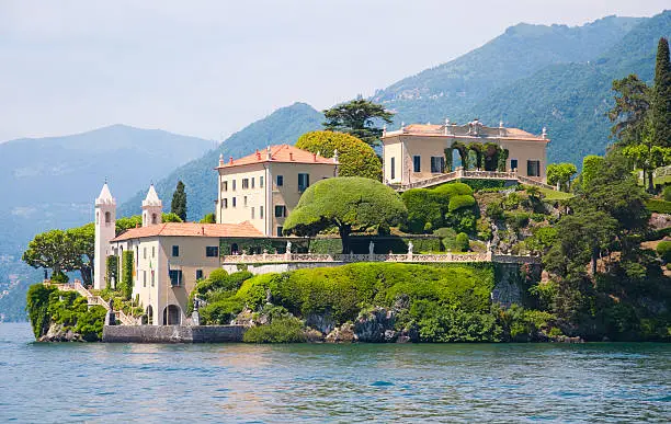The Villa del Balbianello is a villa in the comune of Lenno (province of Como), Italy, overlooking Lake Como. It is located on the tip of a small wooded peninsula on the western shore of the south-west branch of Lake Como, not far from the Isola Comacina and is famous for its elaborate terraced gardens.