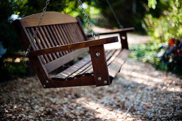 wooden swing stock photo