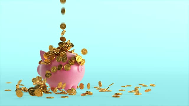 Piggy Bank overflowing with golden coins