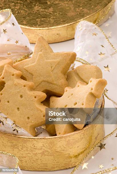 Assorted Christmas Biscuits In A Golden Box Stock Photo - Download Image Now - Advent, Baked Pastry Item, Christmas