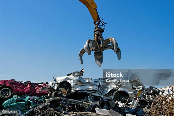 Crane Cars Stock Photo - Download Image Now - Car, Scrap Metal, Recycling