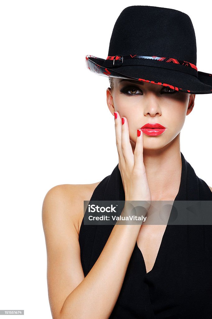 Glamour mulher Retrato - Royalty-free Chapéu Foto de stock