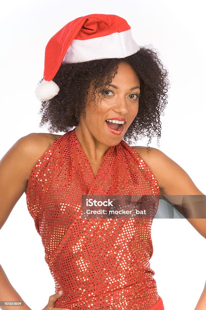 Senhora simpática étnico Pai Natal vestindo Chapéu - Royalty-free 30-39 Anos Foto de stock