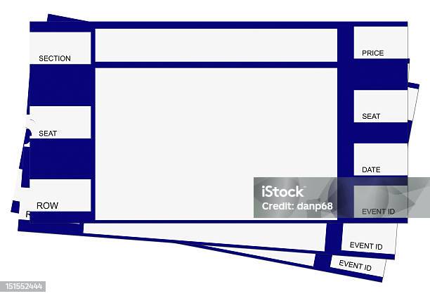 Foto de Três Blue Ingressos Com Traçado De Recorte e mais fotos de stock de Canhoto de Bilhete - Canhoto de Bilhete, Esporte, Acessibilidade