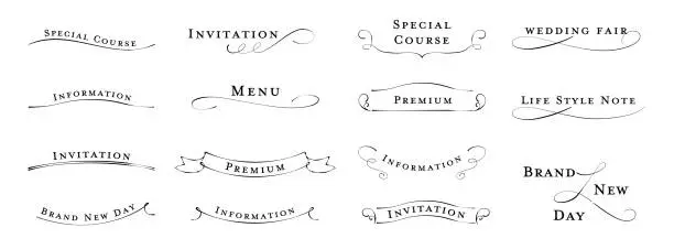 Vector illustration of Set of elegant pen calligraphy lines