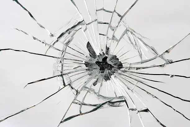 Macro of a shattered mirror.