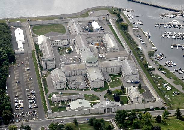 Kingston ON, Penitentiary aerial view of the Kingston ON, Penitentiary kingston ontario photos stock pictures, royalty-free photos & images