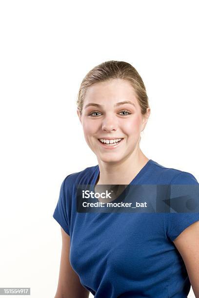 Foto de Retrato Retrato De Adolescente Menina Com Blusa Azul e mais fotos de stock de 14-15 Anos