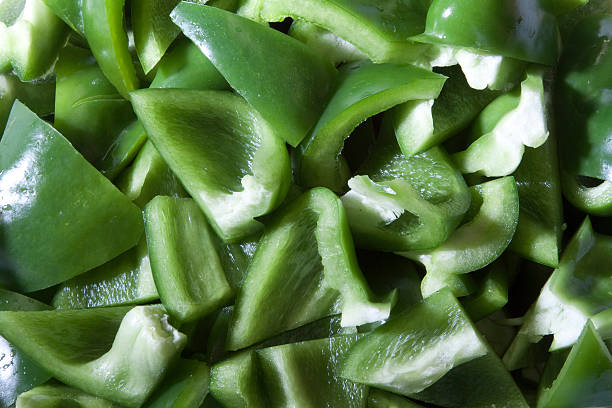 Raw Green Peppers stock photo