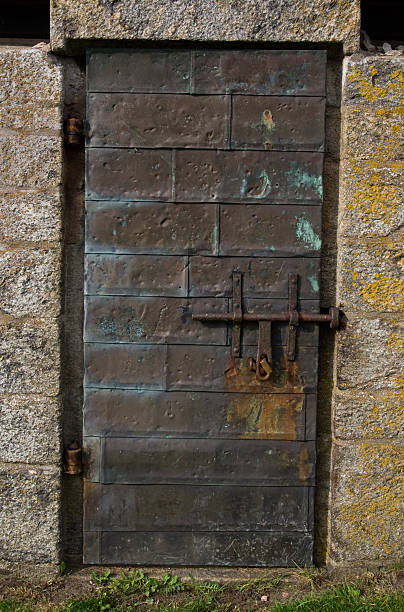 Old copper door stock photo