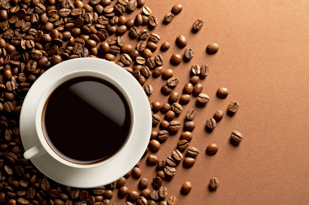 Coffee beans and a cup of coffee