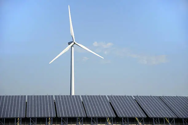 Solar cells and power wind mill in Holland