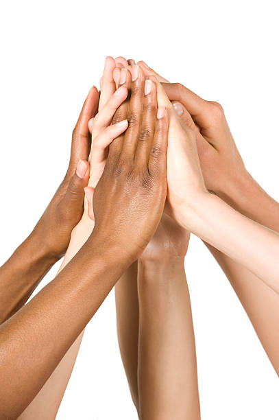 istock Group of Hands Coming Together. Isolated on White. 151558025