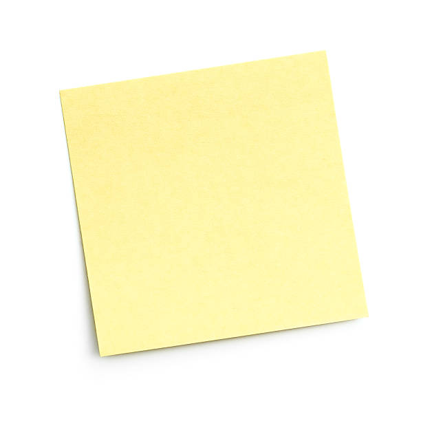 vuoto giallo sticky note su sfondo bianco - sticky memories yellow white foto e immagini stock