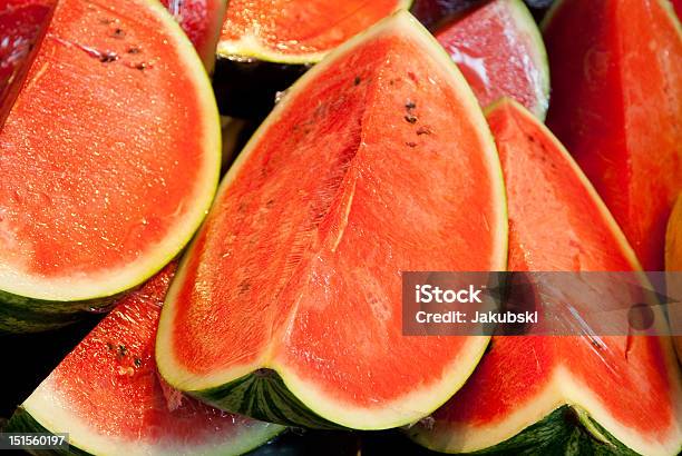 Watermelons On Market Stock Photo - Download Image Now - Freshness, Fruit, Green Color