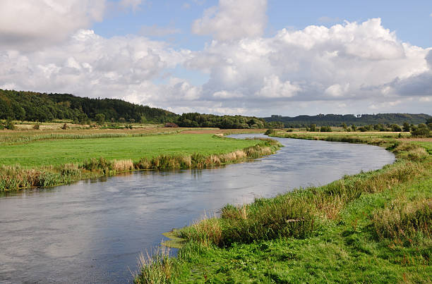 River running through a valley A river running through a valley in Denmark. It is called the Guden&#229;. waters edge stock pictures, royalty-free photos & images