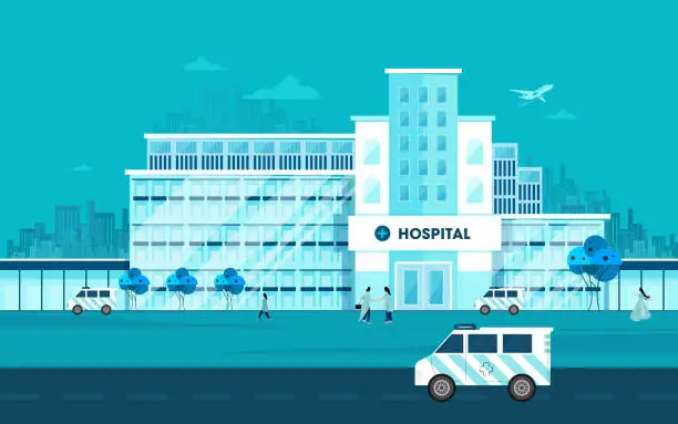 Vector illustration of Flat design of the profession of doctor in the hospital