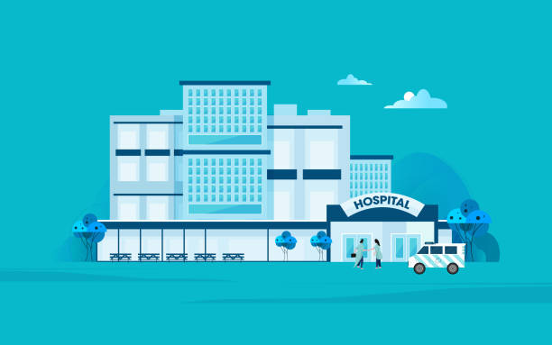 szpitalna sala pogotowia medycznego budynek placówki opieki zdrowotnej - emergency room illustrations stock illustrations