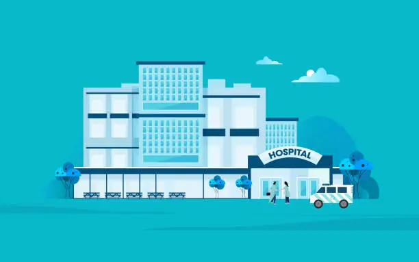 Vector illustration of Hospital Emergency Room Medical Healthcare Facility Building